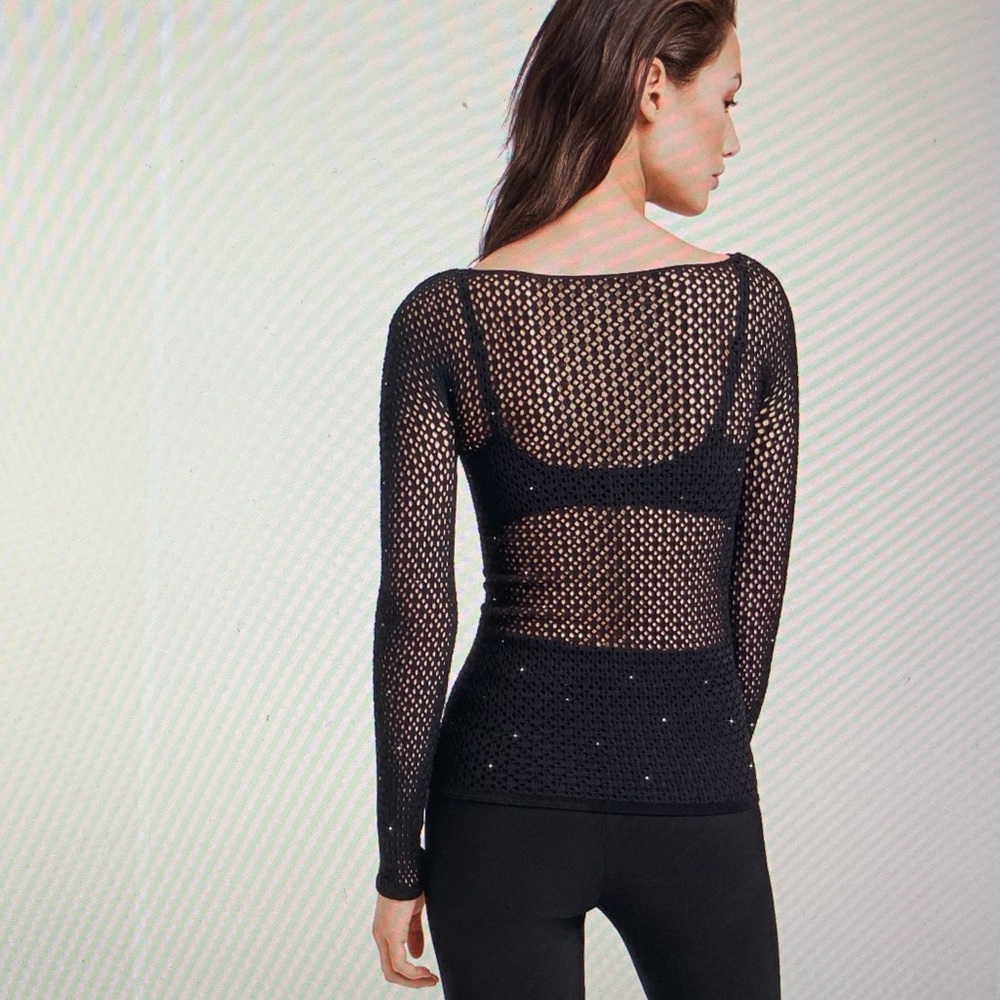 NWT Wolford black net pullover Jeanne with Swarovski crystals size XS